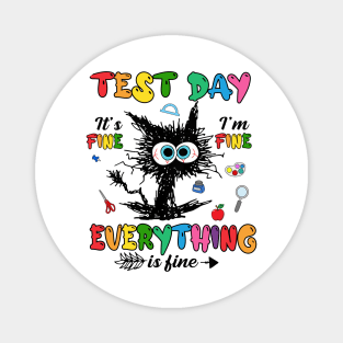 Test Day Funny Stressed Cat Teacher Student Kids Testing Day Magnet